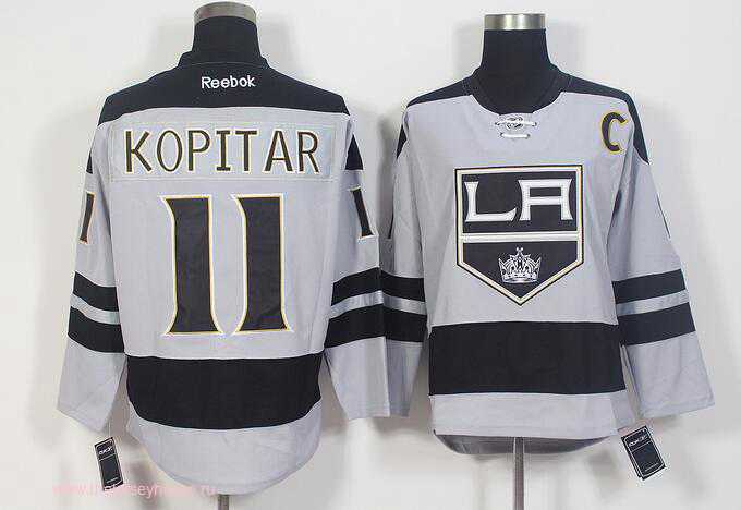 Mens Los Angeles Kings 11 Anze Kopitar Gray Alternate Stitched Nhl 2016 17 Reebok Hockey Jersey