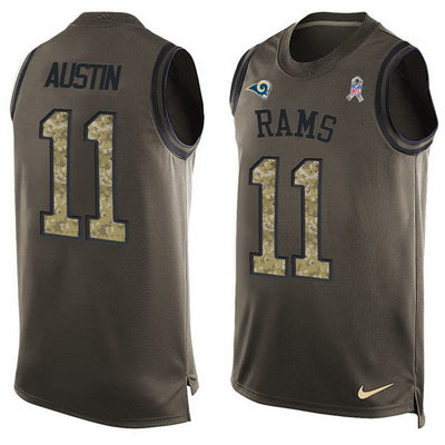 Mens Los Angeles Rams 11 Tavon Austin Green Salute To Service Hot Pressing Player Name Number Nike Nfl Tank Top Jersey