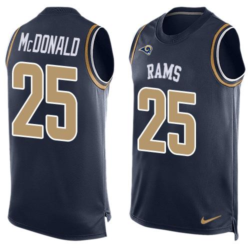 Mens Los Angeles Rams 25 Tj Mcdonald Navy Blue Hot Pressing Player Name Number Nike Nfl Tank Top Jersey
