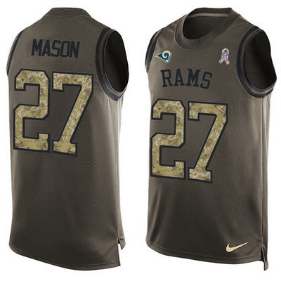 Mens Los Angeles Rams 27 Tre Mason Green Salute To Service Hot Pressing Player Name Number Nike Nfl Tank Top Jersey
