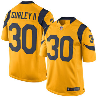 Mens Los Angeles Rams 30 Todd Gurley Nike Gold Color Rush Limited Jersey