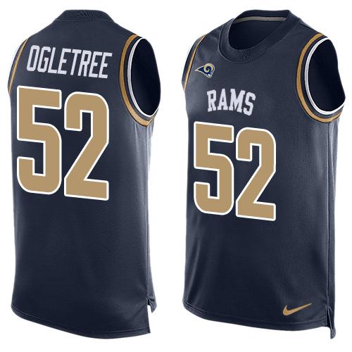 Mens Los Angeles Rams 52 Alec Ogletree Navy Blue Hot Pressing Player Name Number Nike Nfl Tank Top Jersey