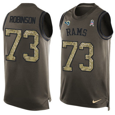 Mens Los Angeles Rams 73 Greg Robinson Green Salute To Service Hot Pressing Player Name Number Nike Nfl Tank Top Jersey