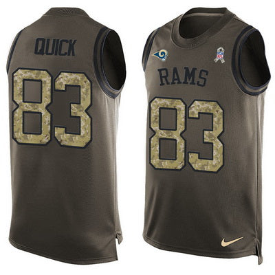 Mens Los Angeles Rams 83 Brian Quick Green Salute To Service Hot Pressing Player Name Number Nike Nfl Tank Top Jersey