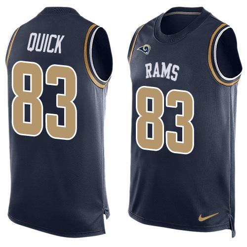 Mens Los Angeles Rams 83 Brian Quick Navy Blue Hot Pressing Player Name Number Nike Nfl Tank Top Jersey