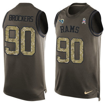 Mens Los Angeles Rams 90 Michael Brockers Green Salute To Service Hot Pressing Player Name Number Nike Nfl Tank Top Jersey