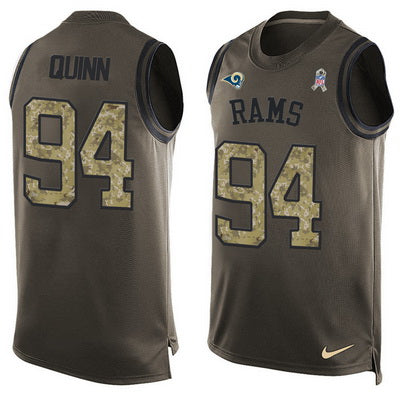 Mens Los Angeles Rams 94 Robert Quinn Green Salute To Service Hot Pressing Player Name Number Nike Nfl Tank Top Jersey