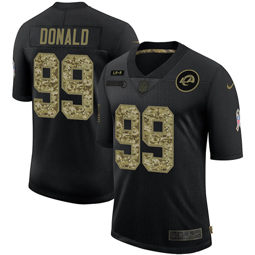 Mens Los Angeles Rams 99 Aaron Donald 2020 Black Camo Salute To Service Limited Stitched Nfl Jersey
