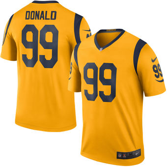Mens Los Angeles Rams 99 Aaron Donald Nike Gold Color Rush Legend Jersey