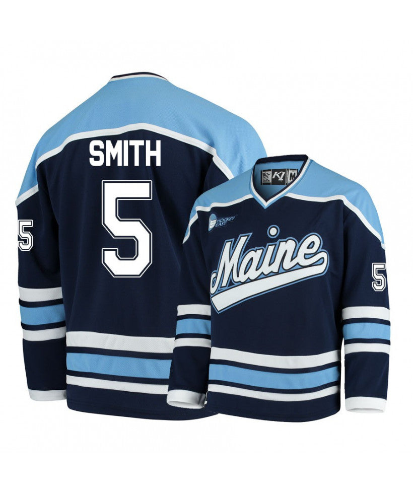 Men's Maine Black Bears 5 Ryan Smith Navy Blue Hockey Jersey