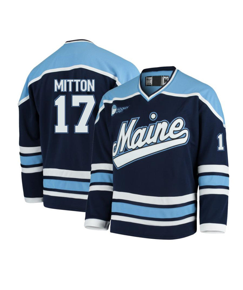 Men's Maine Black Bears #17 Ross Mitton Navy Hockey Jersey
