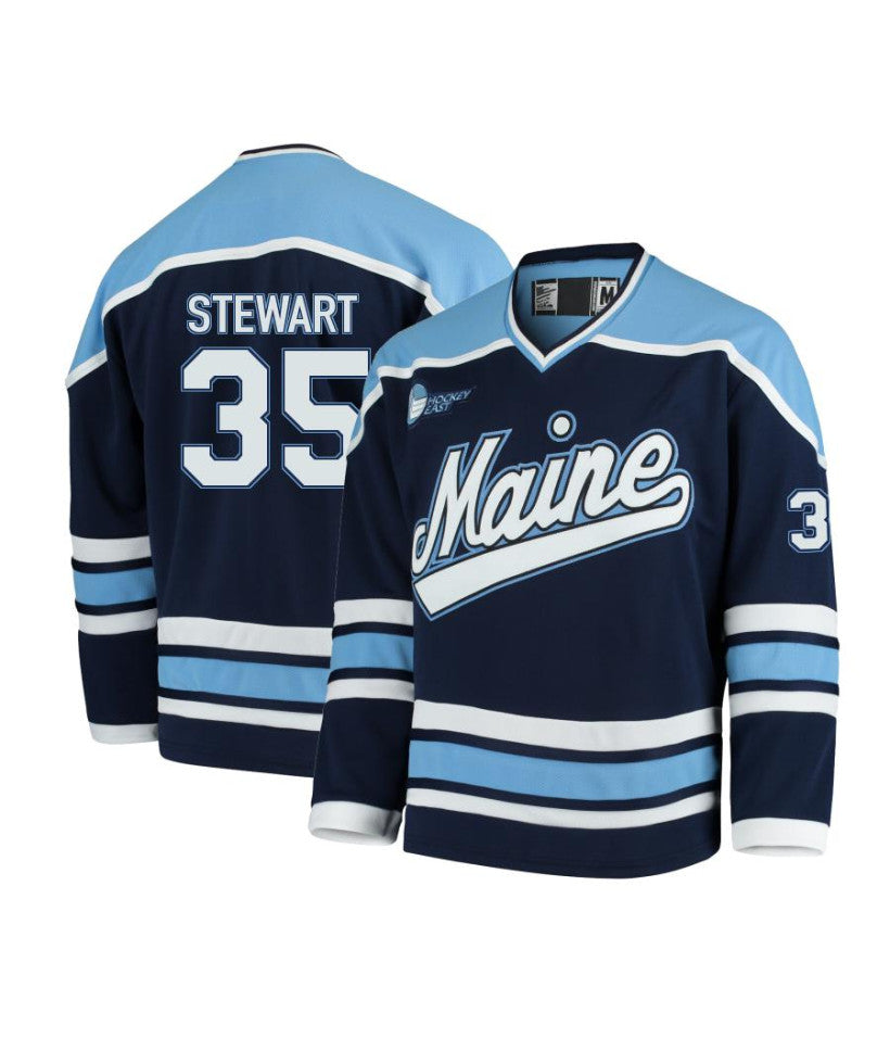 Men's Maine Black Bears #35 Gage Stewart Navy Hockey Jersey