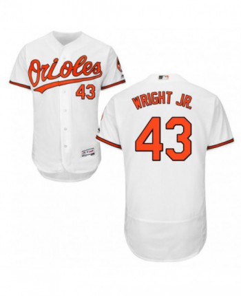 Mens Majestic Baltimore Orioles 43 Mike Wright Jr Authentic White Home Flex Base Jersey