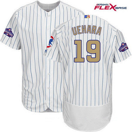 Mens Majestic Chicago Cubs 19 Koji Uehara White 2017 Gold Program Flexbase Authentic Collection Mlb Jersey