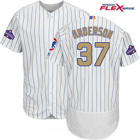 Mens Majestic Chicago Cubs 37 Brett Anderson White 2017 Gold Program Flexbase Authentic Collection Mlb Jersey