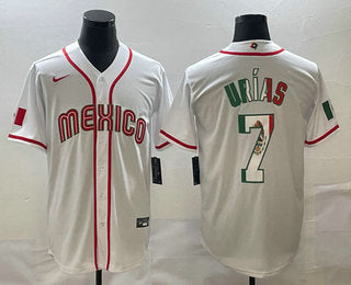 Mens Mexico Baseball 7 Julio Urias 2023 White World Baseball Classic Stitched Jersey