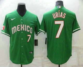 Mens Mexico Baseball 7 Julio Urias Number Green 2023 World Baseball Classic Stitched Jersey