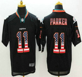 Mens Miami Dolphins 11 Devante Parker Black Usa Flag Fashion Nfl Nike Elite Jersey