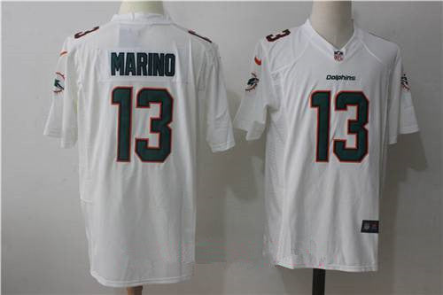 Mens Miami Dolphins 13 Dan Marino Retired White Road Stitched Nfl Nike Game Jersey