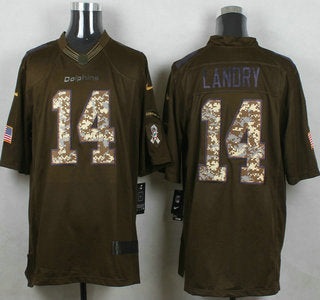Mens Miami Dolphins 14 Jarvis Landry Green Salute To Service 2015 Nfl Nike Limited Jersey