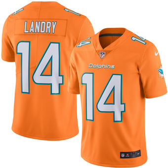 Mens Miami Dolphins 14 Jarvis Landry Nike Orange Color Rush Limited Jersey