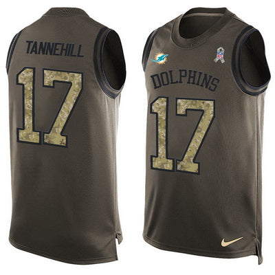 Mens Miami Dolphins 17 Ryan Tannehill Green Salute To Service Hot Pressing Player Name Number Nike Nfl Tank Top Jersey
