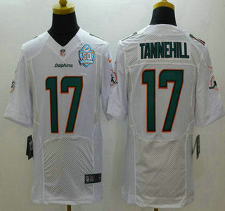 Mens Miami Dolphins 17 Ryan Tannehill White Road 2015 Nfl 50th Patch Nike Elite Jersey