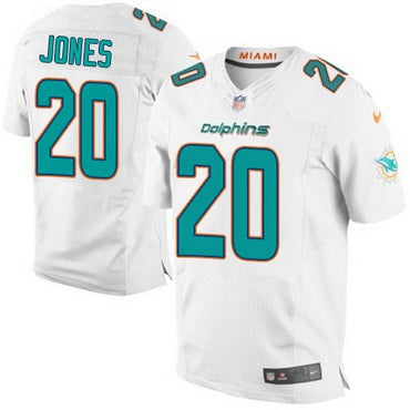 Mens Miami Dolphins 20 Reshad Jones White Road Nfl Nike Elite Jersey