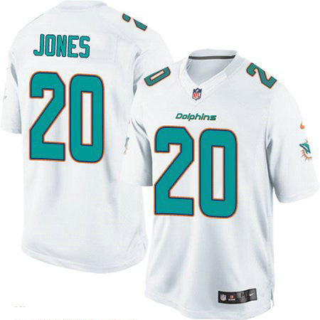 Mens Miami Dolphins 20 Reshad Jones White Road Stitched Nfl Nike Game Jersey
