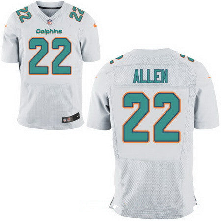 Mens Miami Dolphins 22 Nate Allen White Road Stitched Nfl Nike Elite Jersey