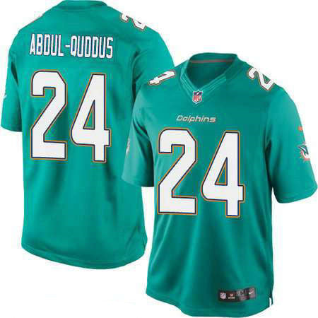 Mens Miami Dolphins 24 Isa Abdul quddus Green Team Color Stitched Nfl Nike Game Jersey