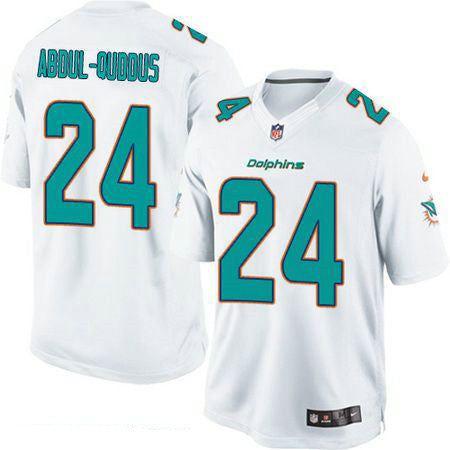 Mens Miami Dolphins 24 Isa Abdul quddus White Road Stitched Nfl Nike Game Jersey