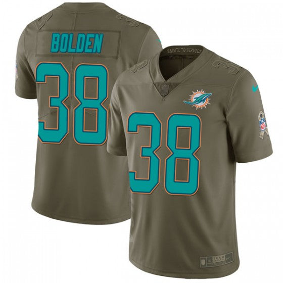 Mens Miami Dolphins 38 Brandon Bolden Nike Limited 2017 Salute To Service Green Jersey