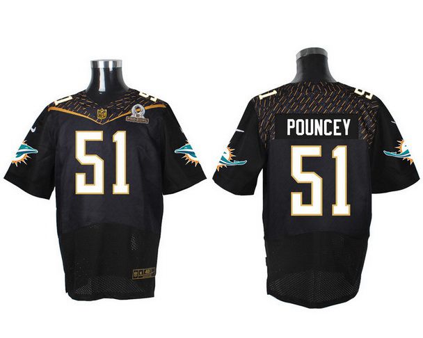 Mens Miami Dolphins 51 Mike Pouncey Black 2016 Pro Bowl Nike Elite Jersey