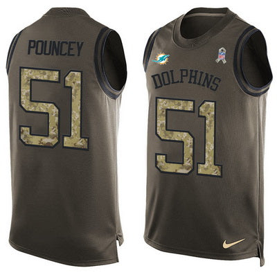 Mens Miami Dolphins 51 Mike Pouncey Green Salute To Service Hot Pressing Player Name Number Nike Nfl Tank Top Jersey