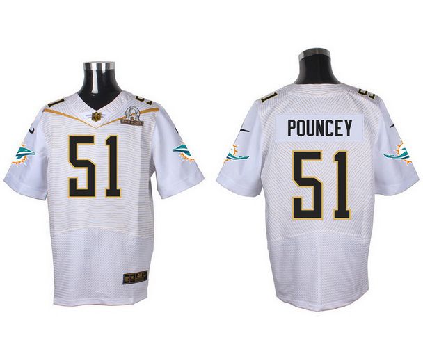 Mens Miami Dolphins 51 Mike Pouncey White 2016 Pro Bowl Nike Elite Jersey