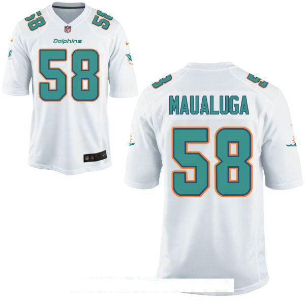 Mens Miami Dolphins 58 Rey Maualuga White Road Stitched Nfl Nike Game Jersey