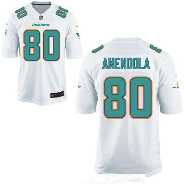 Mens Miami Dolphins 80 Danny Amendola White Road Stitched Nfl Nike Game Jersey