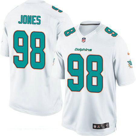 Mens Miami Dolphins 98 Jason Jones White Road Stitched Nfl Nike Game Jersey