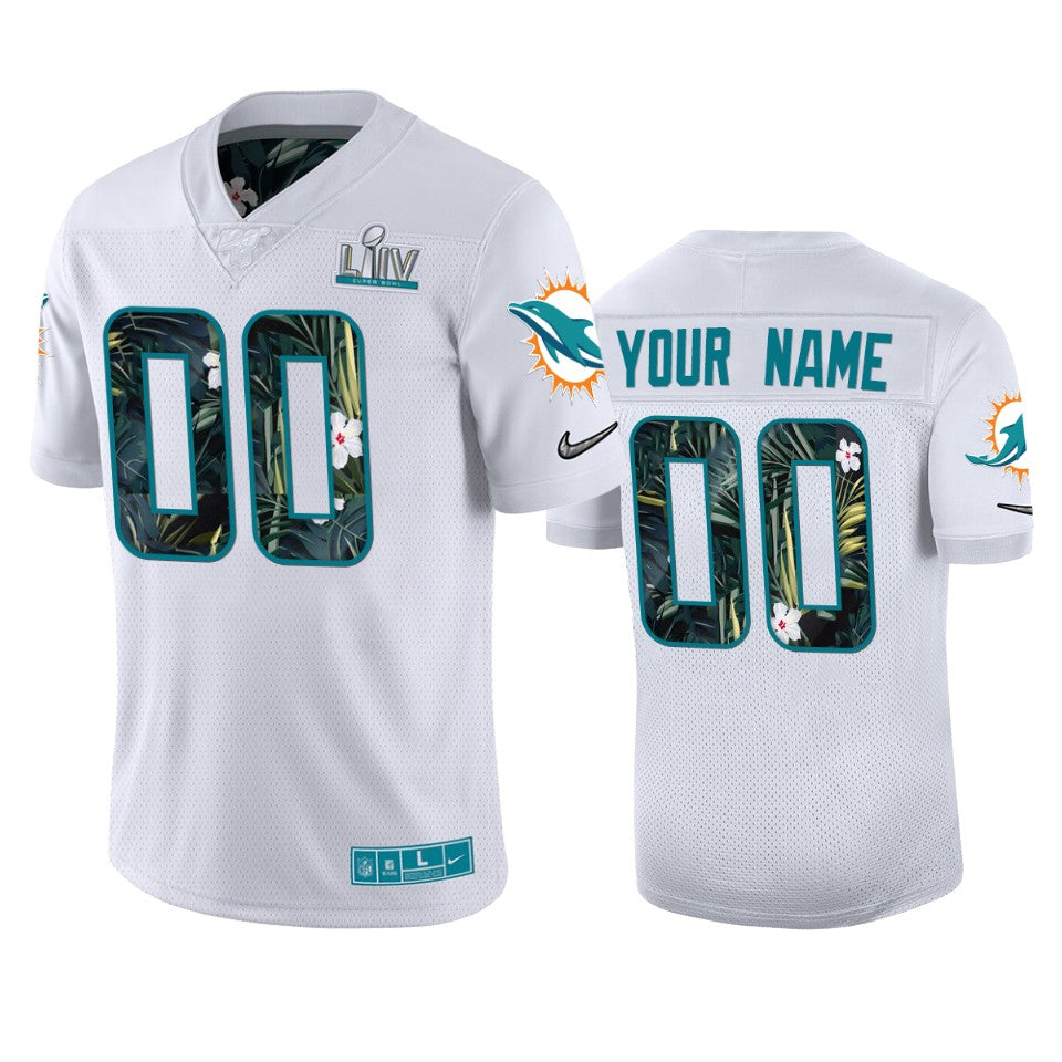 Mens Miami Dolphins Custom Nike White Super Bowl Liv Jersey