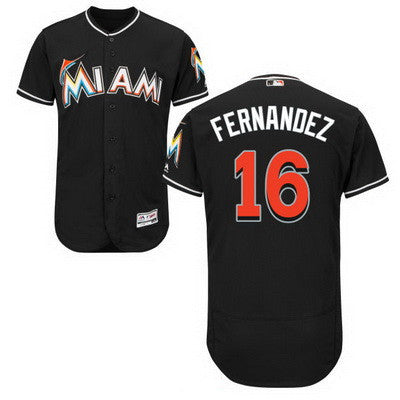 Mens Miami Marlins 16 Jose Fernandez Black Stitched Mlb 2016 Majestic Flex Base Jersey
