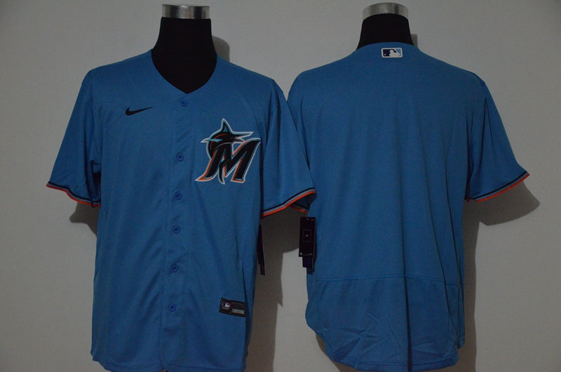 Mens Miami Marlins Blank Blue Stitched Mlb Flex Base Nike Jersey