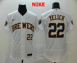 Mens Milwaukee Brewers 22 Christian Yelich White Stitched Mlb Flex Base Nike Jersey