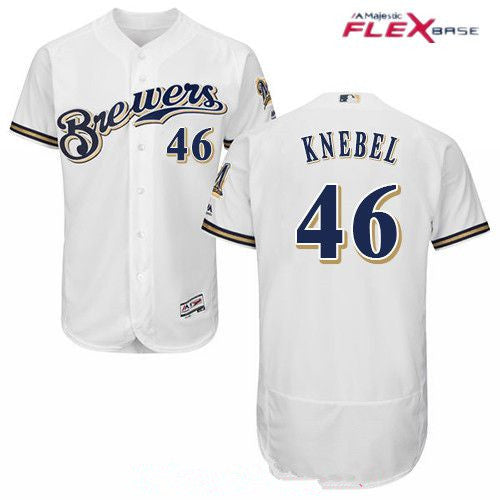 Mens Milwaukee Brewers 46 Corey Knebel White Flexbase Authentic Collection Mlb Jersey