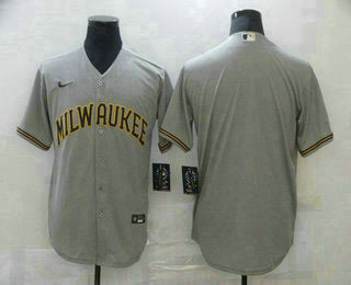 Mens Milwaukee Brewers Blank Gray Stitched Mlb Cool Base Nike Jersey