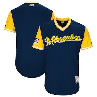 Mens Milwaukee Brewers Blank Majestic Navy 2018 Players Weekend Authentic Team Jersey