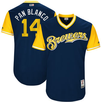 Mens Milwaukee Brewers Hernan Perez Pan Blanco Majestic Navy 2017 Players Weekend Authentic Jersey