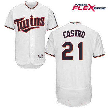 Mens Minnesota Twins 21 Jason Castro White Home Stitched Mlb Majestic Flex Base Jersey