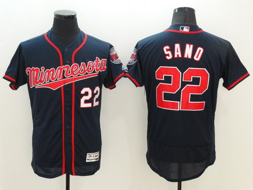 Mens Minnesota Twins 22 Miguel Sano Navy Blue 2016 Flexbase Majestic Baseball Jersey