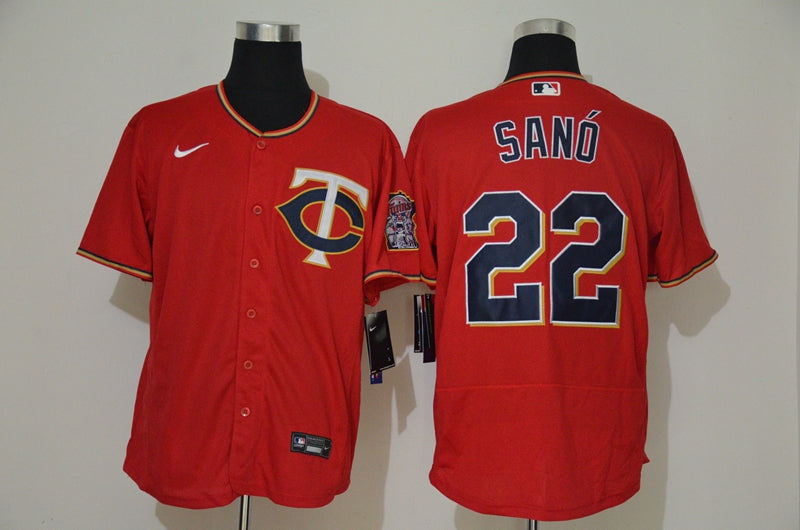 Mens Minnesota Twins 22 Miguel Sano Red Stitched Mlb Flex Base Nike Jersey